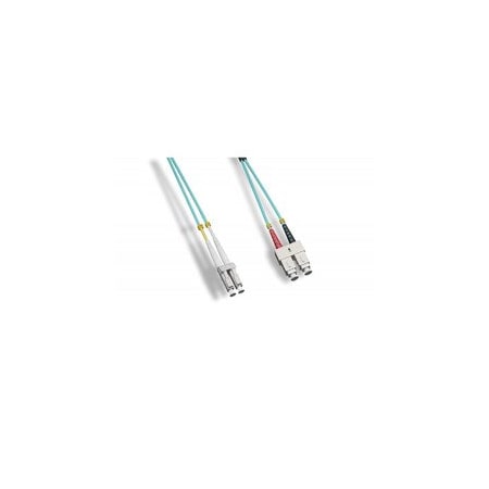 Cable Wholesale LC/UPC to SC/UPC OM4 Duplex 2.0mm Fiber Optic Patch Cord, OFNR, Multimode 50/125 10Gbit, Aqua LCSC-41003
